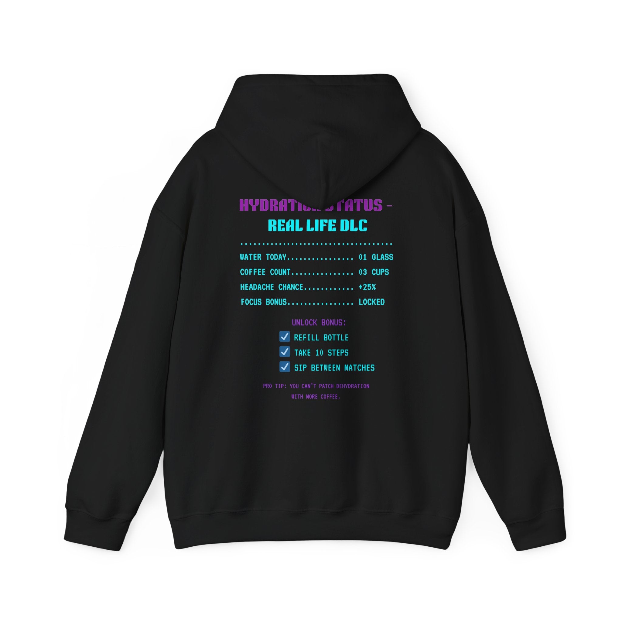 💧 HUMAN.EXE NEEDS WATER Hoodie • Hydration Quest Gamer Hoodie • Cozy Retro Gamer Sweatshirt • Funny 80s 90s Gaming Gift