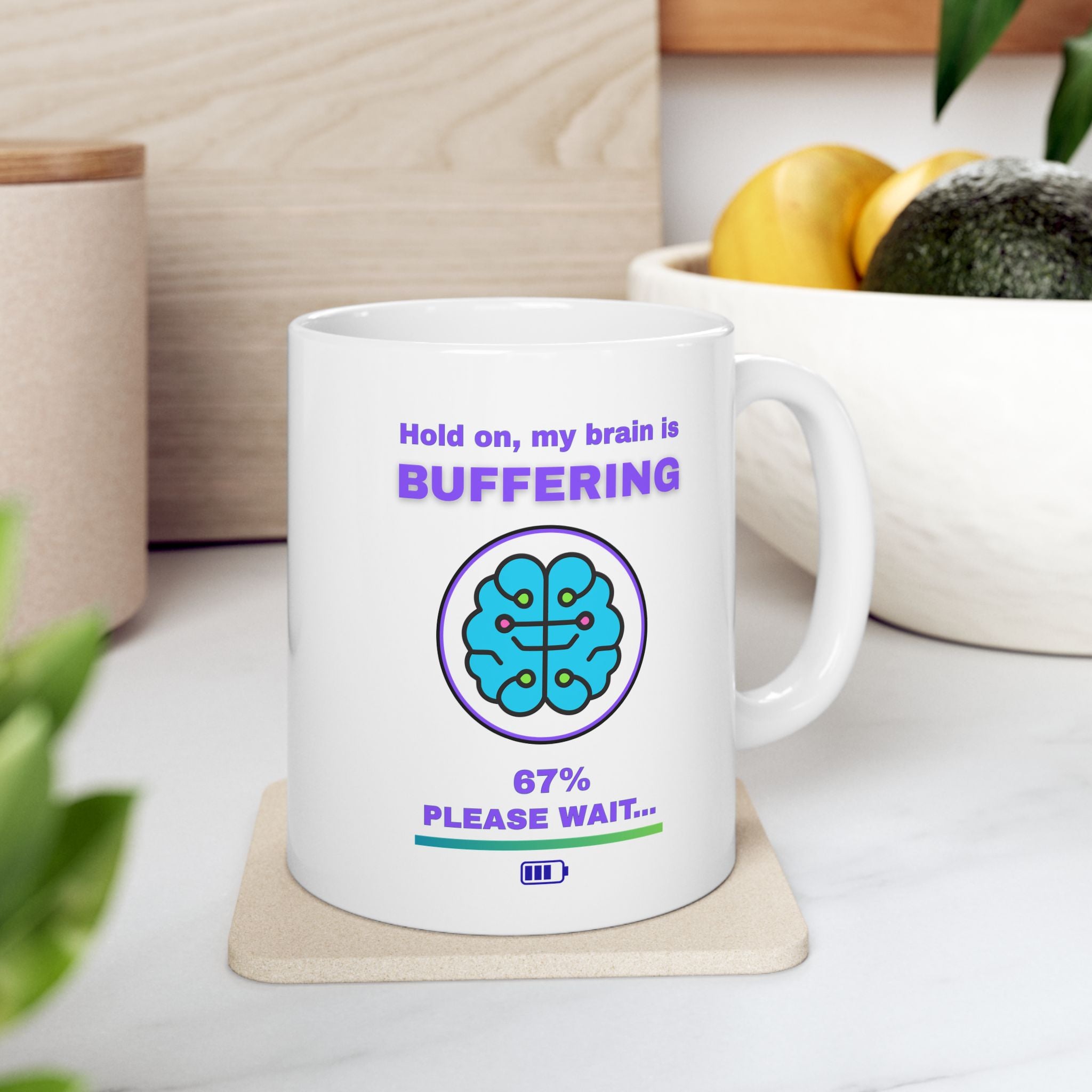 Brain Buffering Mug – Hold On, My Brain Is 67% Loading Funny Gamer Coffee Cup