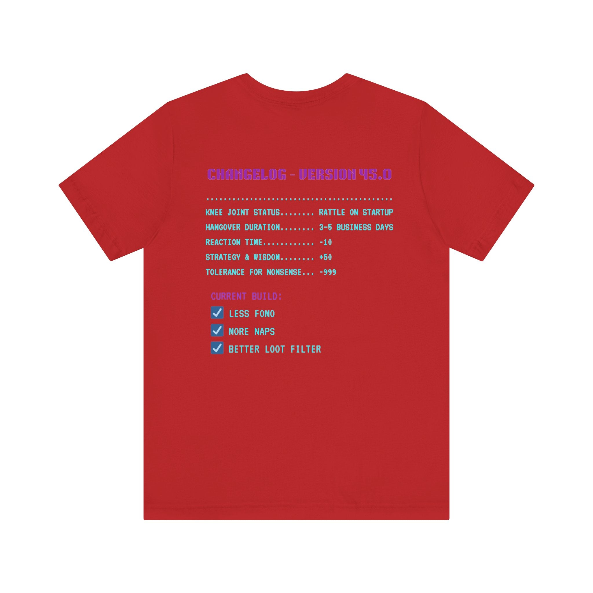 🎮 HUMAN.EXE Patch Notes v45.0 Shirt • Funny 45th Birthday Gamer T-Shirt • Retro Changelog Tee for 80s 90s Gamers • Level 45 Upgrade Gift