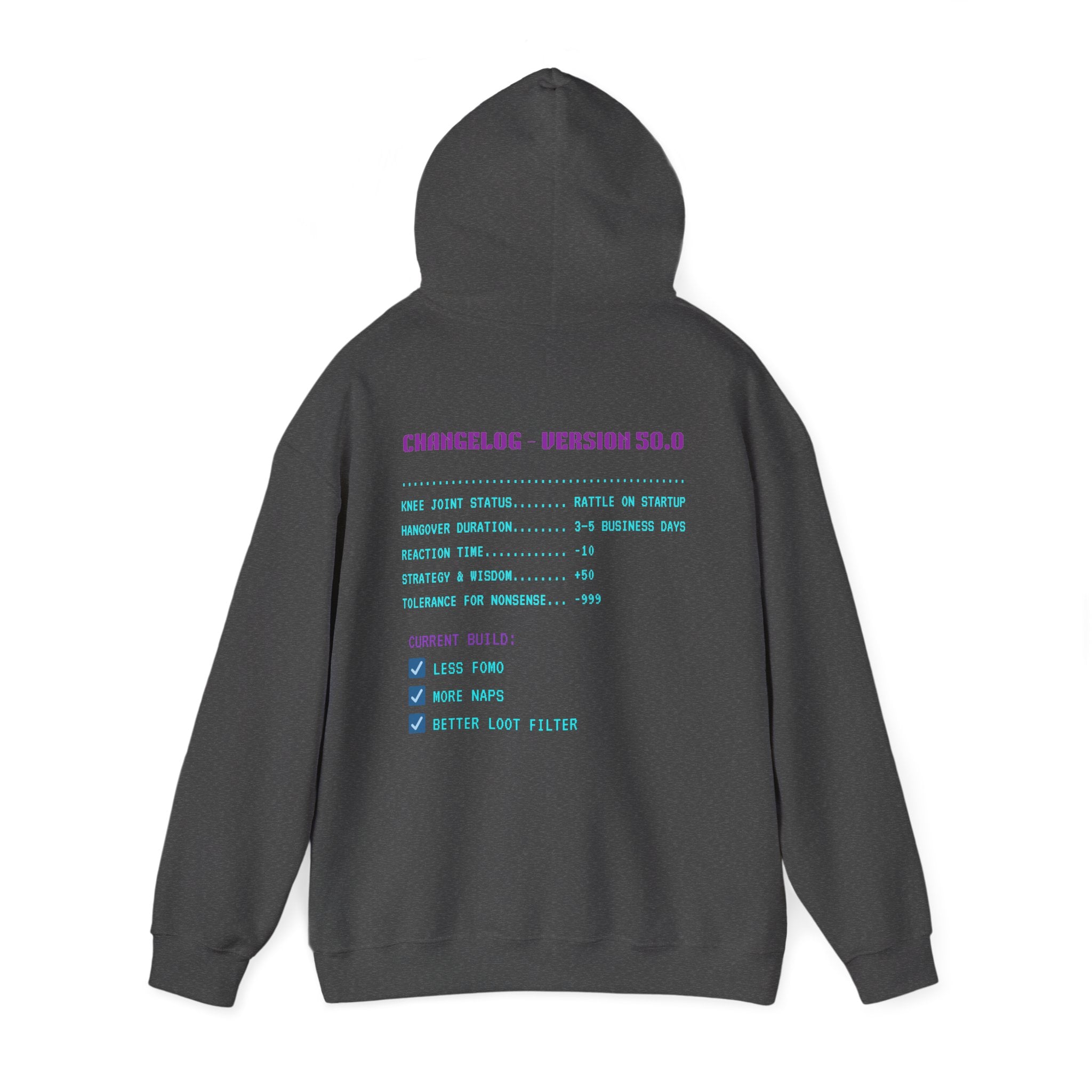 🎮 HUMAN.EXE Patch Notes v 50.0 Hoodie • Funny 50th Birthday Gamer Hoodie • Retro Changelog Sweatshirt • Cozy Level 50 Upgrade Gift