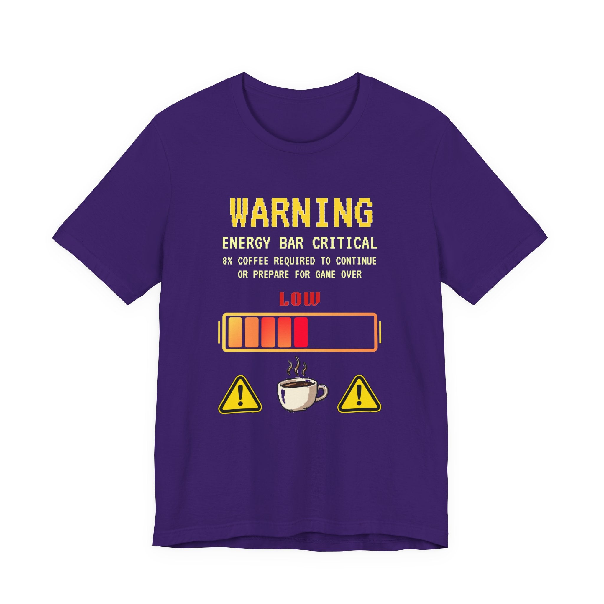 Low Energy Gamer Shirt – Caffeine Required to Respawn Funny Coffee Addict Tee (System Diagnostics Front & Back Print)