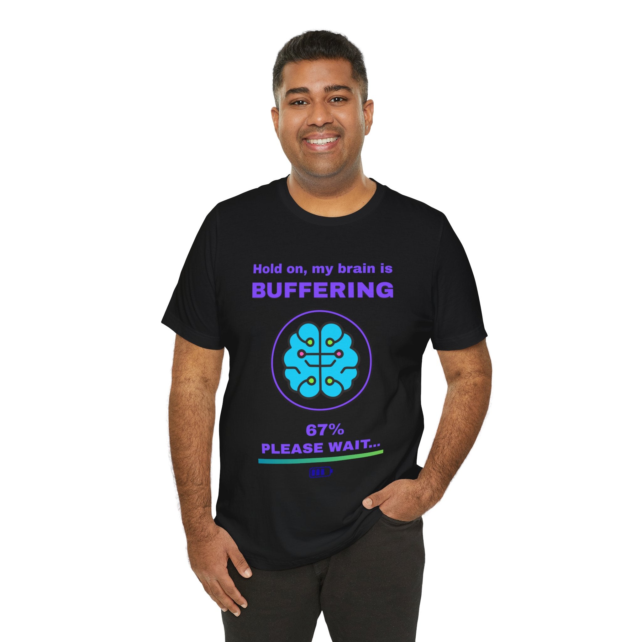 Hold On… My Brain Is Buffering Shirt – 67% Loaded Gamer T-Shirt (Front & Back Print)
