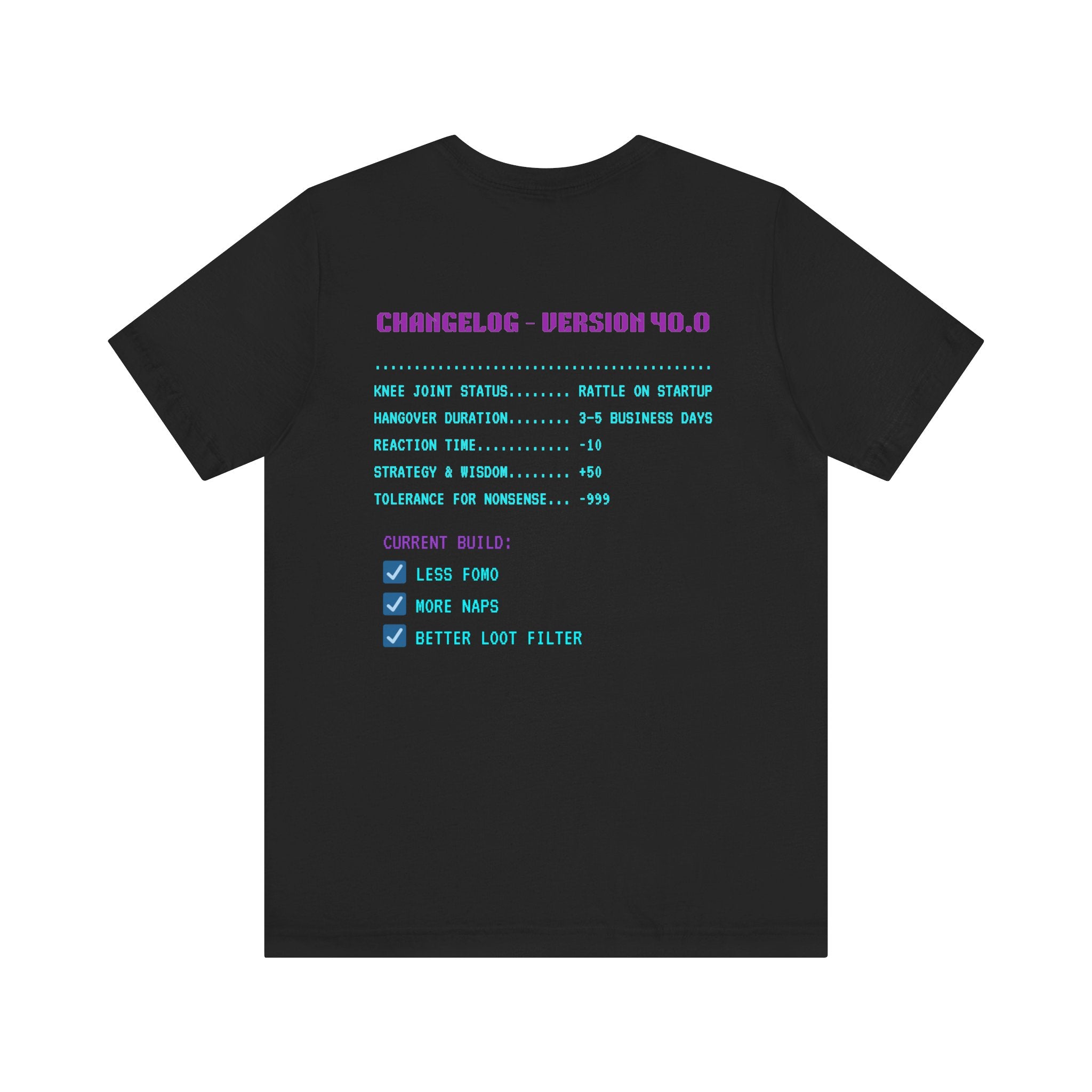 🎮 HUMAN.EXE Patch Notes v40.0 Shirt • Funny 40th Birthday Gamer T-Shirt • Retro Changelog Tee for 80s 90s Gamers • Level 40 Upgrade Gift