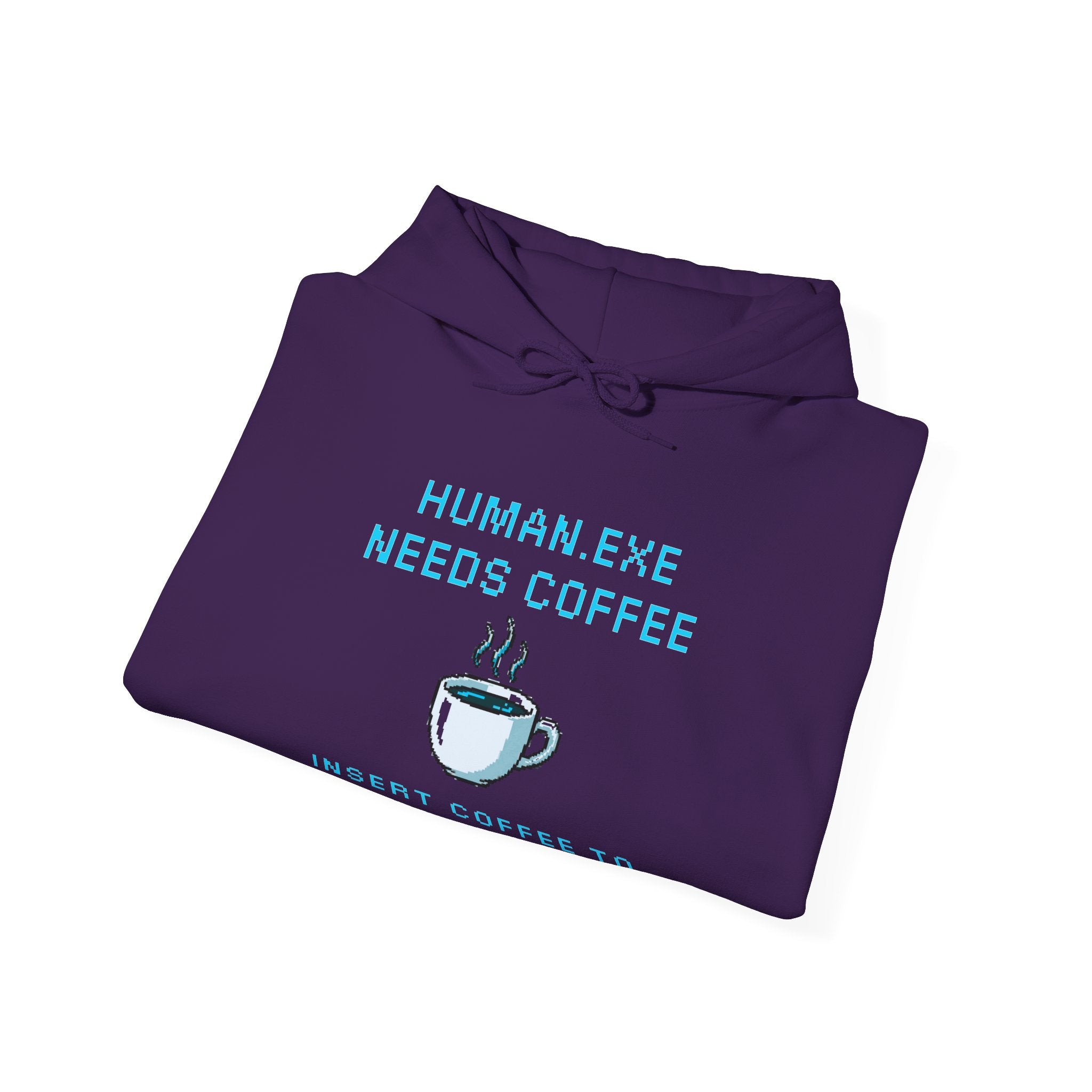 ☕ HUMAN.EXE NEEDS COFFEE Hoodie • Insert Coffee to Respawn Gamer Hoodie • Morning Boot Sequence Pixel Sweatshirt • Cozy Retro Gamer Gift