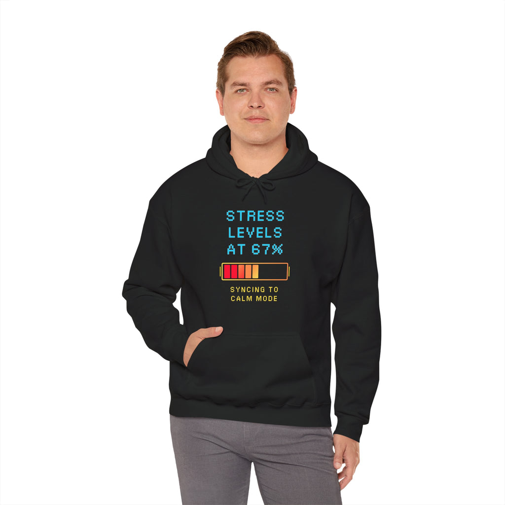 🧠 STRESS LEVELS AT 67% Hoodie • Syncing to Calm Mode Gamer Hoodie • Retro Pixel Mental Health Sweatshirt • Cozy 80s 90s Gamer Gift