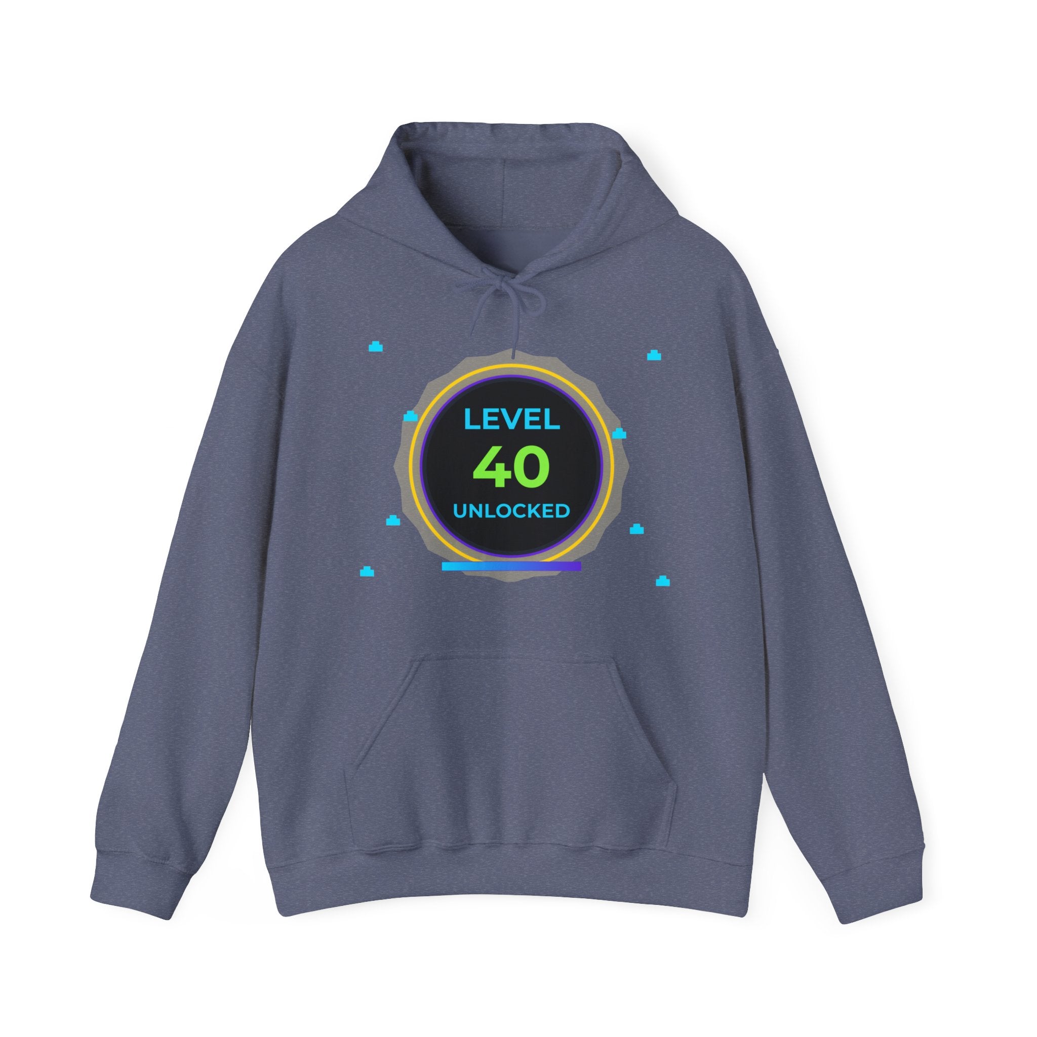 🔥 Level 40 Legend Hoodie • Retro Gamer 40th Birthday Gift • Front + Back Design • Arcade Achievement Hoodie