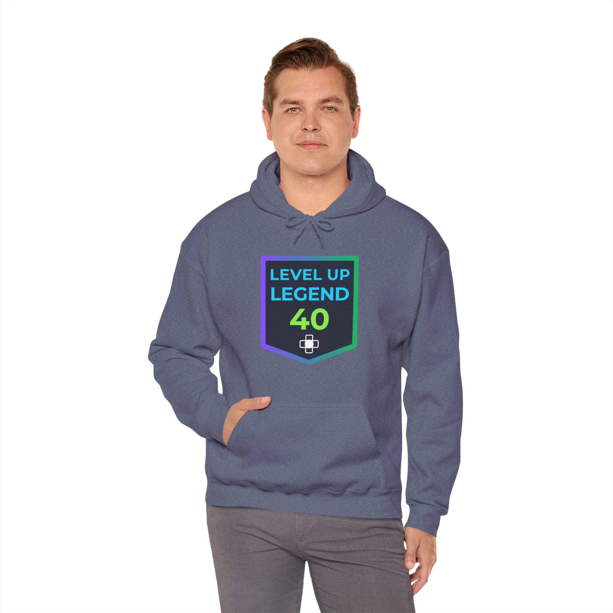 🔥 Level 40 Legend Hoodie • Retro Gamer 40th Birthday Gift • Front + Back Design • Arcade Achievement Hoodie