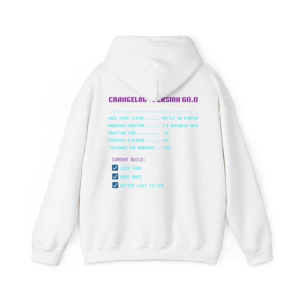 🎮 HUMAN.EXE Patch Notes v 60.0 Hoodie • Funny 60th Birthday Gamer Hoodie • Retro Changelog Sweatshirt • Cozy Level 60 Upgrade Gift