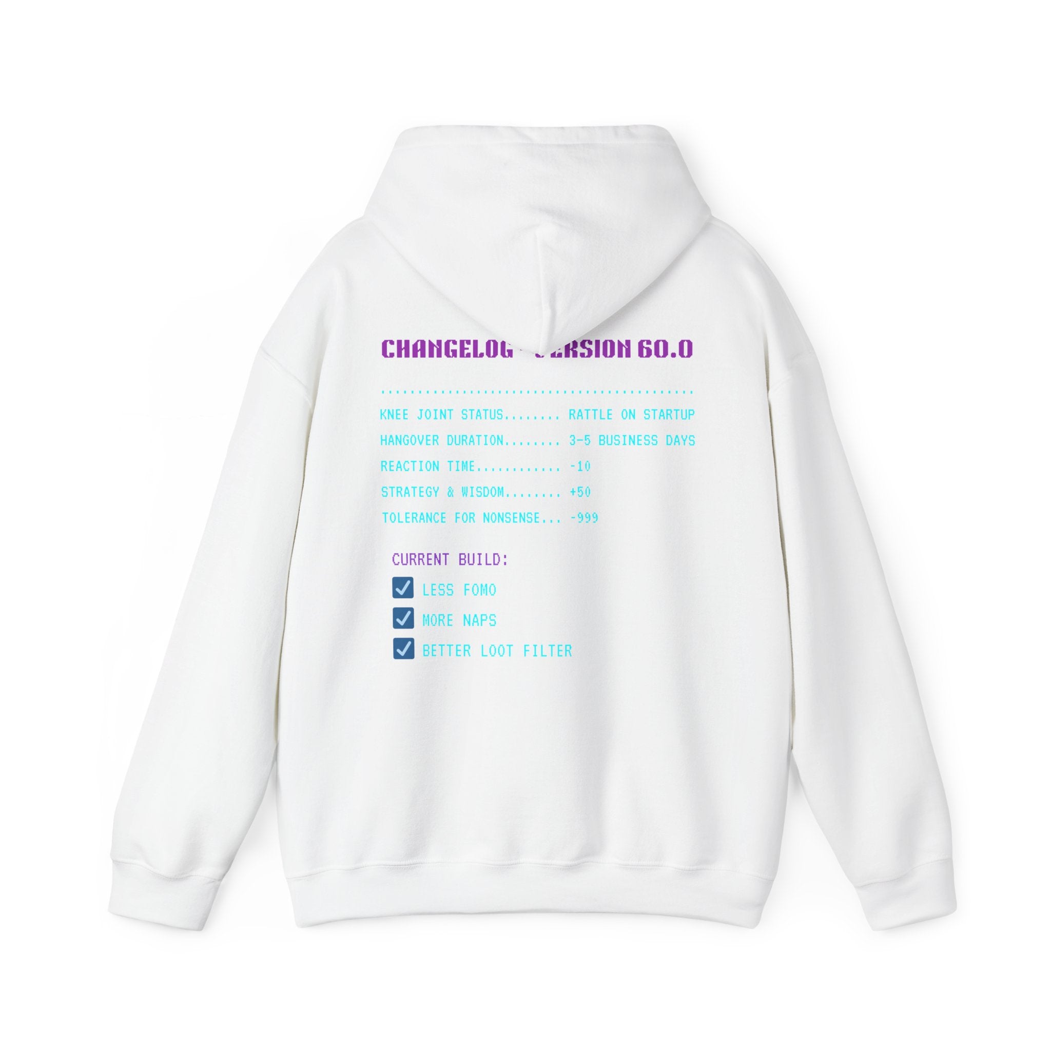 🎮 HUMAN.EXE Patch Notes v 60.0 Hoodie • Funny 60th Birthday Gamer Hoodie • Retro Changelog Sweatshirt • Cozy Level 60 Upgrade Gift