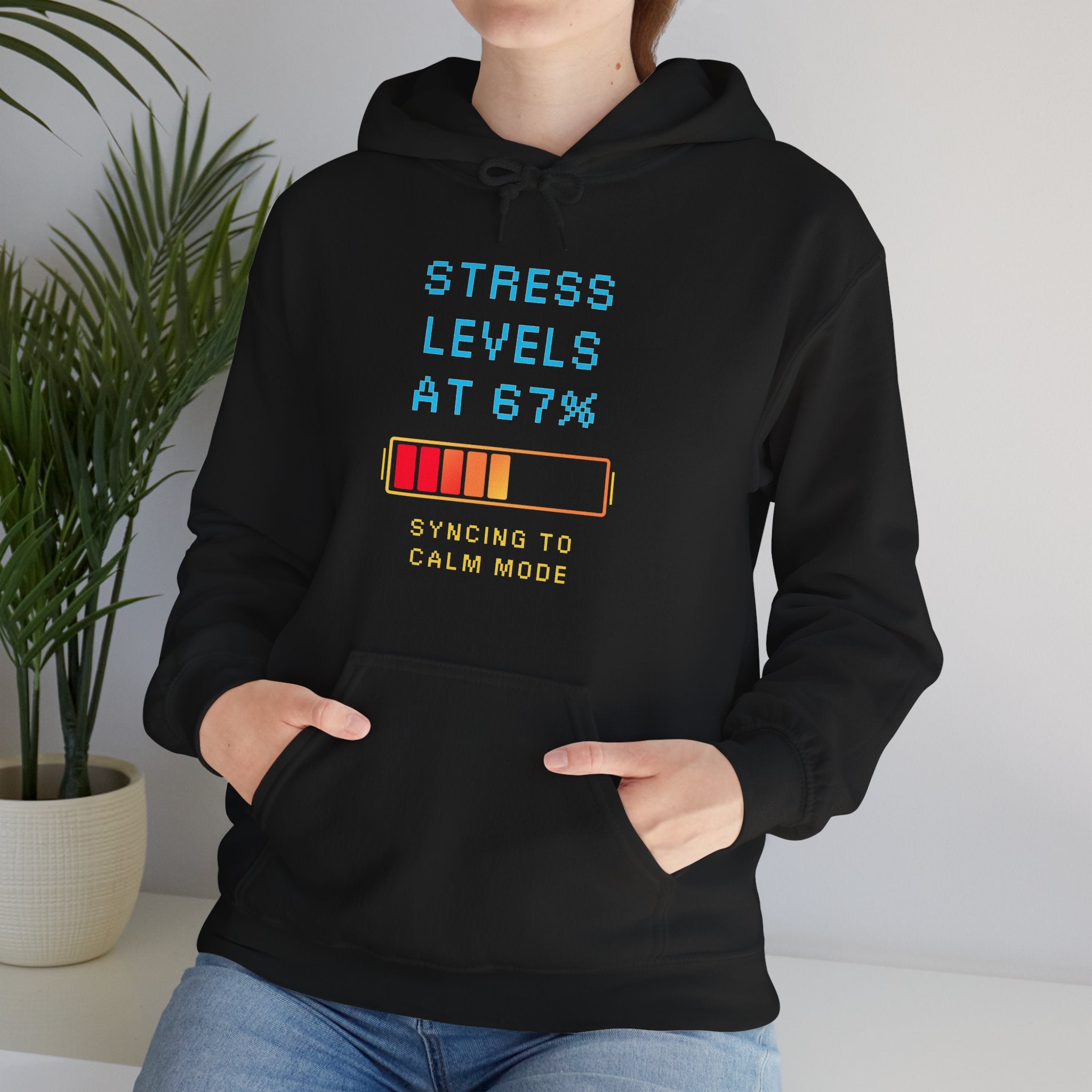 Stress Levels at 67% – Syncing to Calm Mode Gamer Hoodie (Front & Back Print)