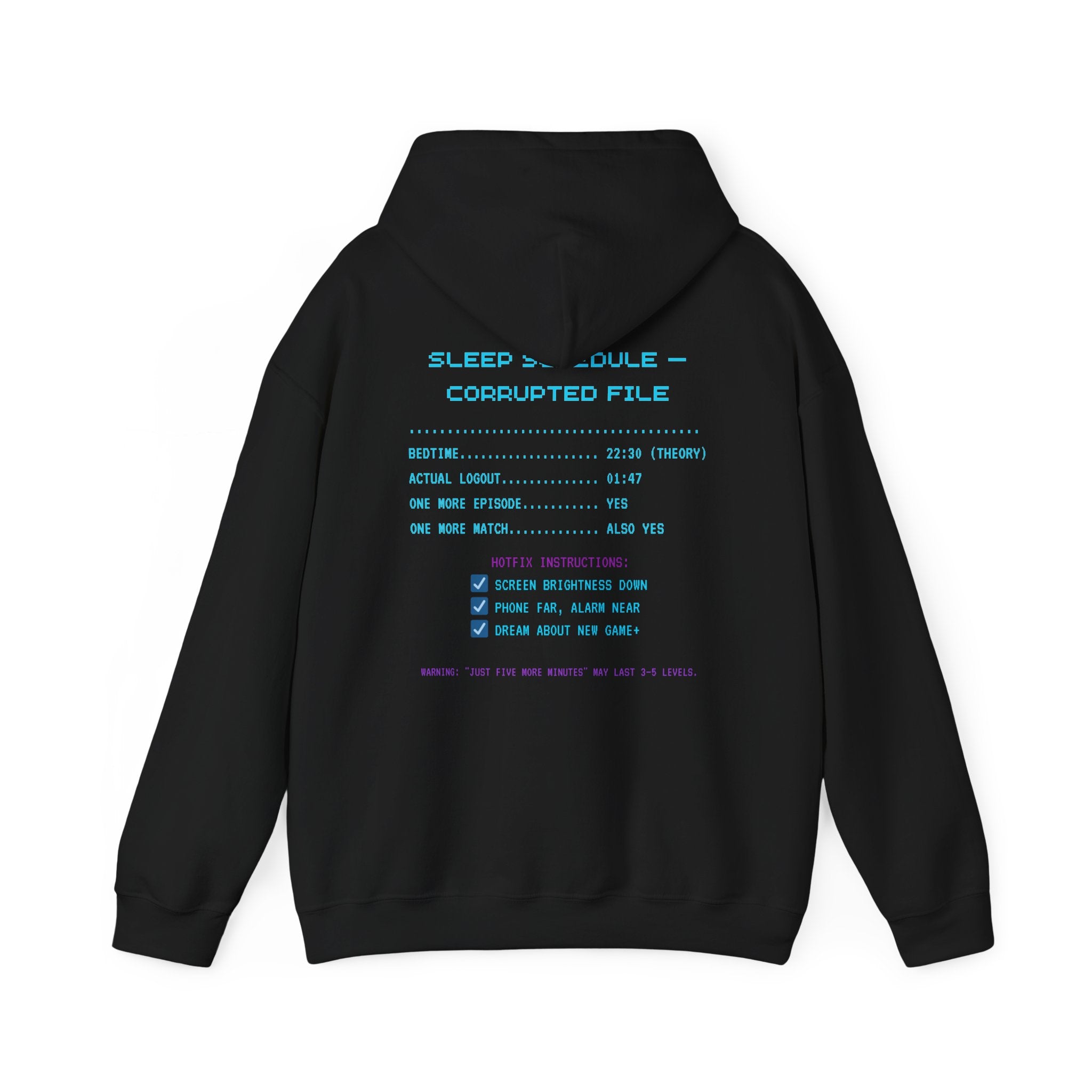 HUMAN.EXE Needs Sleep Hoodie – Patch Will Apply at 03:00 Gamer Sweatshirt (Front & Back Print)