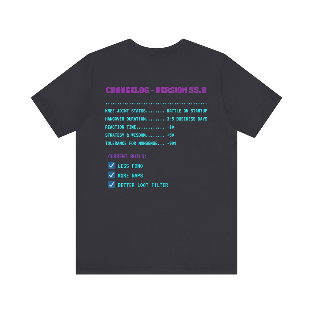 🎮 HUMAN.EXE Patch Notes v55.0 Shirt • Funny 55th Birthday Gamer T-Shirt • Retro Changelog Tee for 80s 90s Gamers • Level 55 Upgrade Gift
