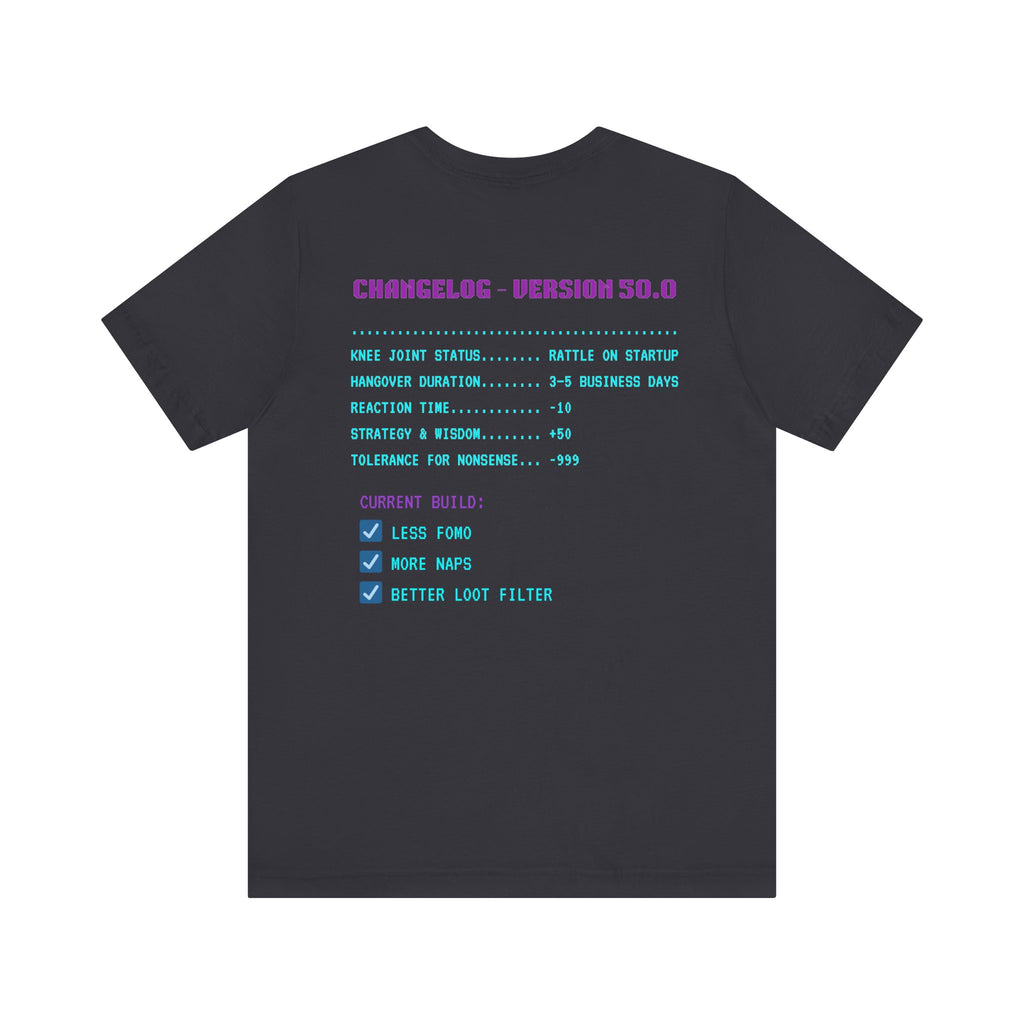 🎮 HUMAN.EXE Patch Notes v50.0 Shirt • Funny 50th Birthday Gamer T-Shirt • Retro Changelog Tee for 80s 90s Gamers • Level 50 Upgrade Gift