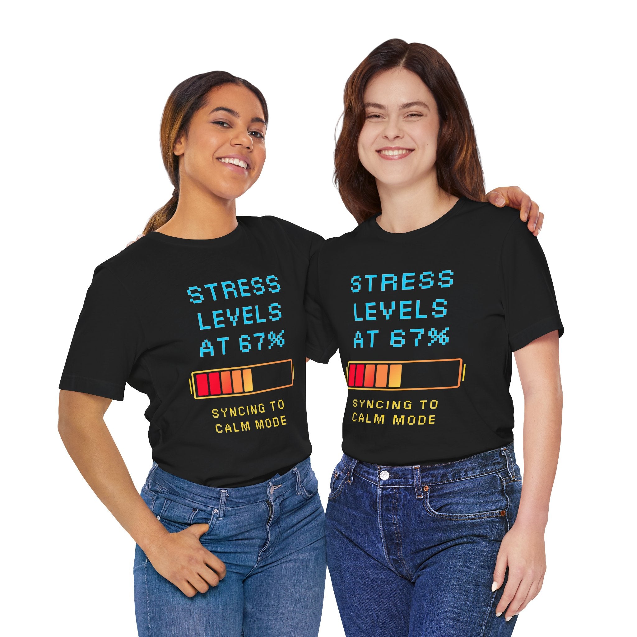 Stress Levels at 67% – Syncing to Calm Mode Gamer T-Shirt (Front & Back Print)