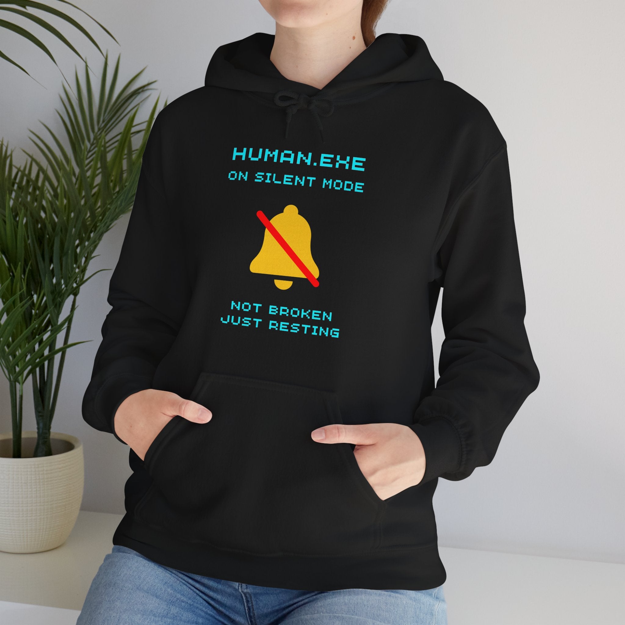 HUMAN.EXE On Silent Mode Hoodie – Not Broken, Just Resting (Front & Back Print)