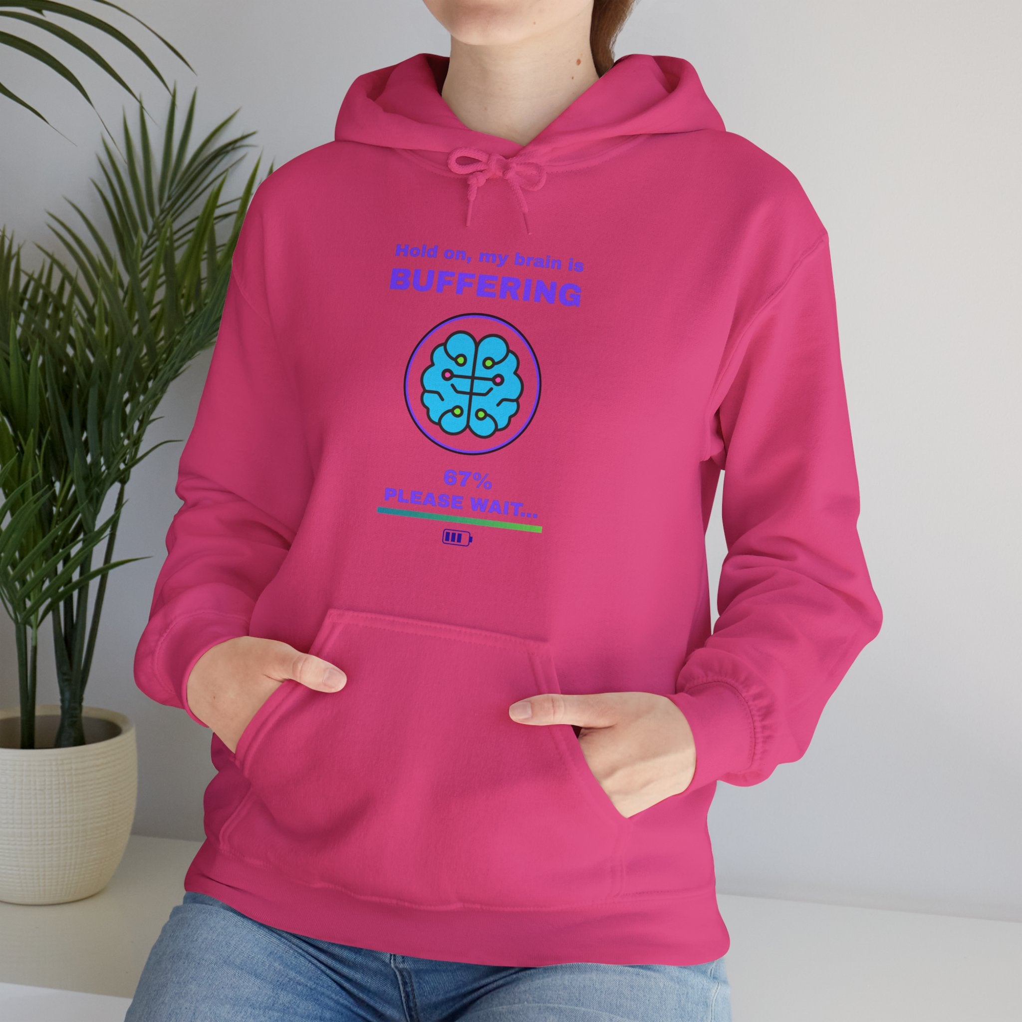 🔥 Brain Buffering Hoodie • 67% Loading Pullover • Funny Gamer Error Hoodie • Front + Back Loading Screen Design • Mental Health Gamer Gift