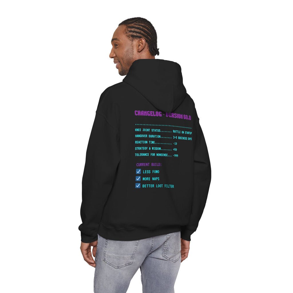 🎮 HUMAN.EXE Patch Notes v 60.0 Hoodie • Funny 60th Birthday Gamer Hoodie • Retro Changelog Sweatshirt • Cozy Level 60 Upgrade Gift