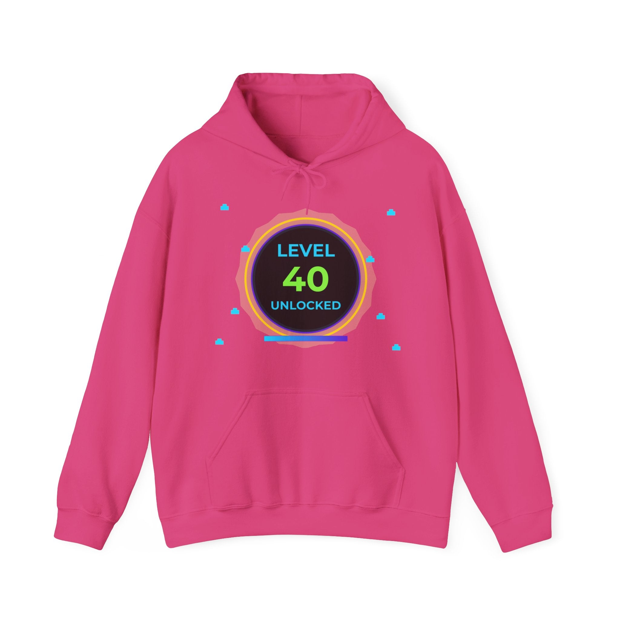 🔥 Level 40 Legend Hoodie • Retro Gamer 40th Birthday Gift • Front + Back Design • Arcade Achievement Hoodie