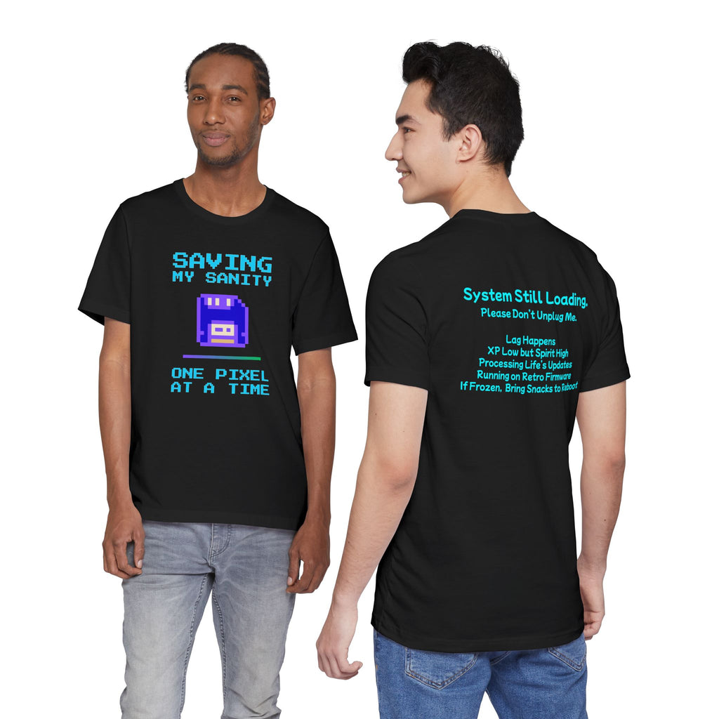 🔥 Saving My Sanity Shirt | Front + Back Design | Gamer Mental Health Tee | Retro Floppy Disk Gaming Humor