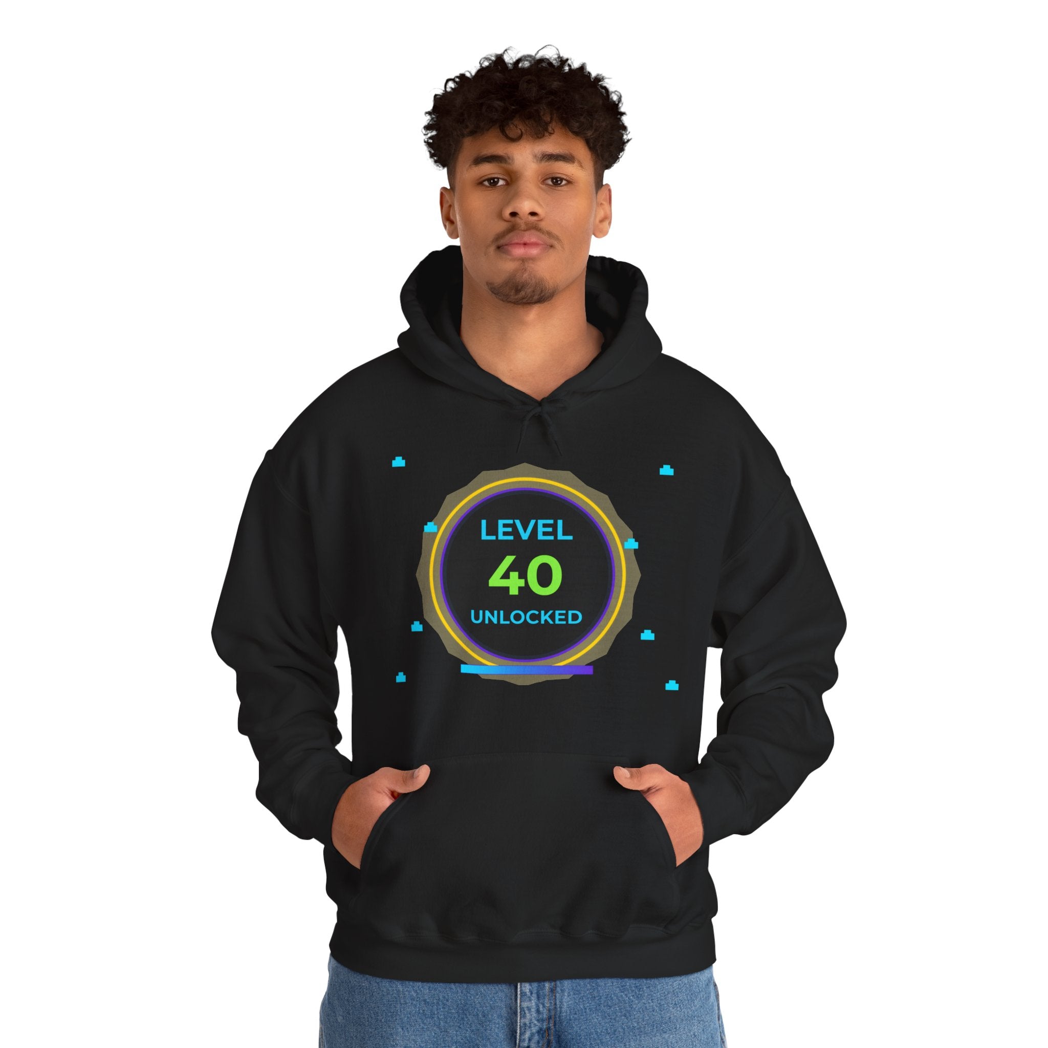 🔥 Level 40 Legend Hoodie • Retro Gamer 40th Birthday Gift • Front + Back Design • Arcade Achievement Hoodie