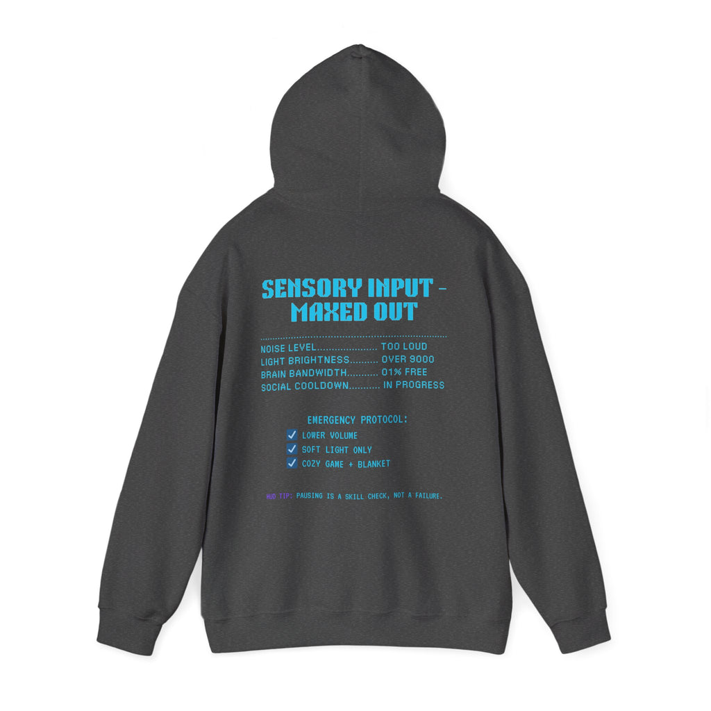 ⚡ OVERSTIMULATED STILL IN THE GAME Hoodie • Sensory Input Maxed Out Gamer Hoodie • Retro Pixel Anxiety Sweatshirt • Cozy Introvert Gamer Gift
