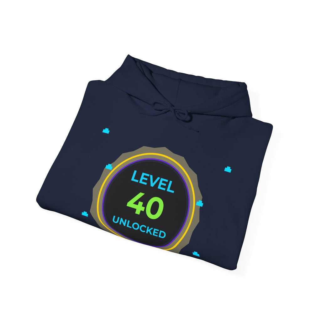 🔥 Level 40 Legend Hoodie • Retro Gamer 40th Birthday Gift • Front + Back Design • Arcade Achievement Hoodie